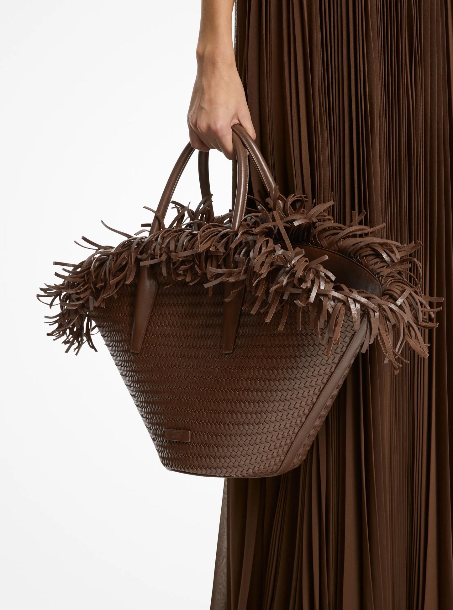 Sardinia Large Hand-Woven Leather Basket Tote Bag