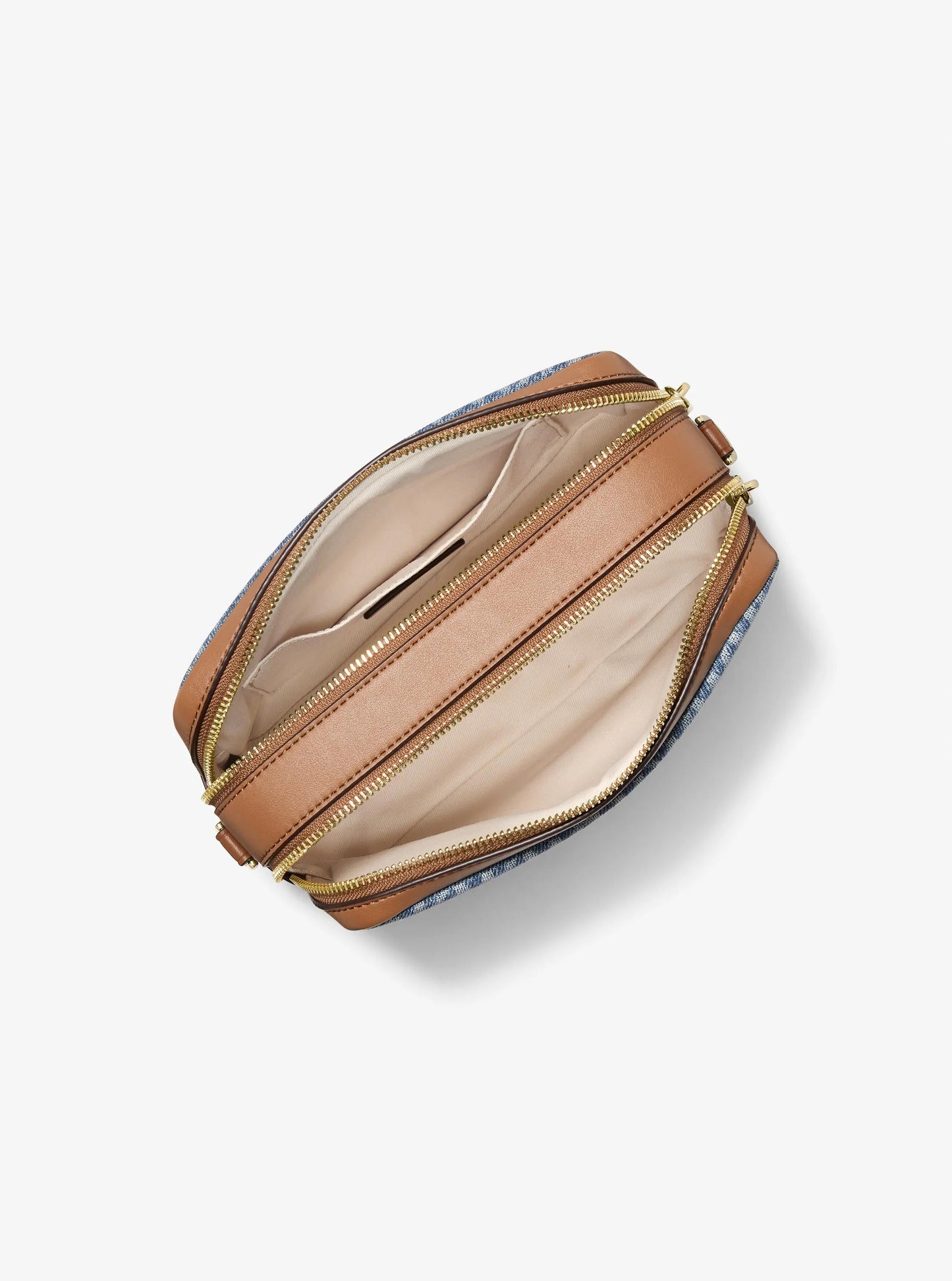 Bryant Medium Logo Jacquard Denim Camera Crossbody Bag