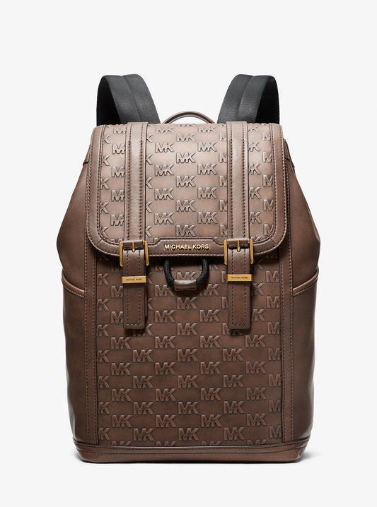 Colby Medium Logo Embossed Burnished Leather Backpack