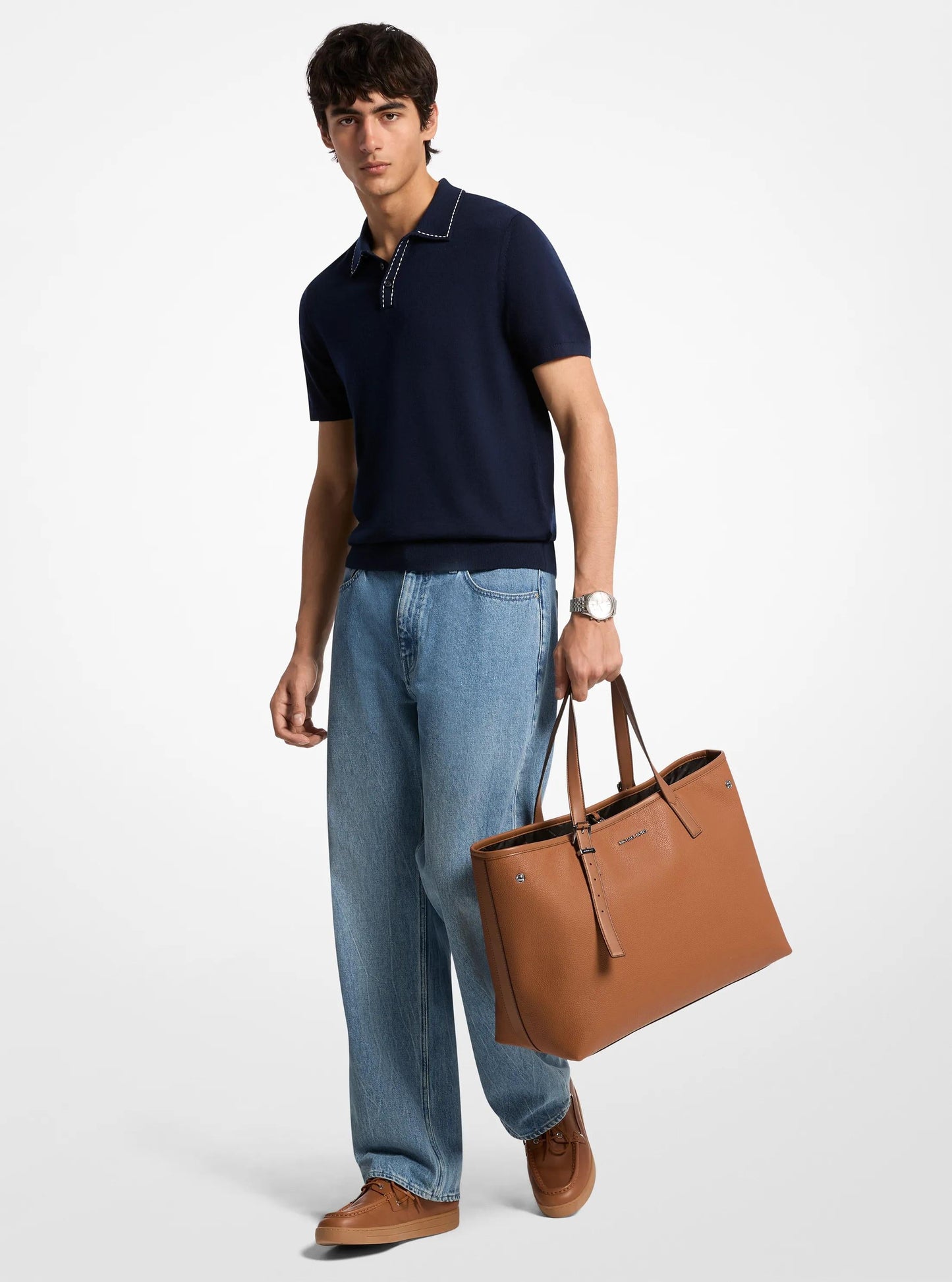 Hudson Medium Pebbled Leather Everyday Tote Bag