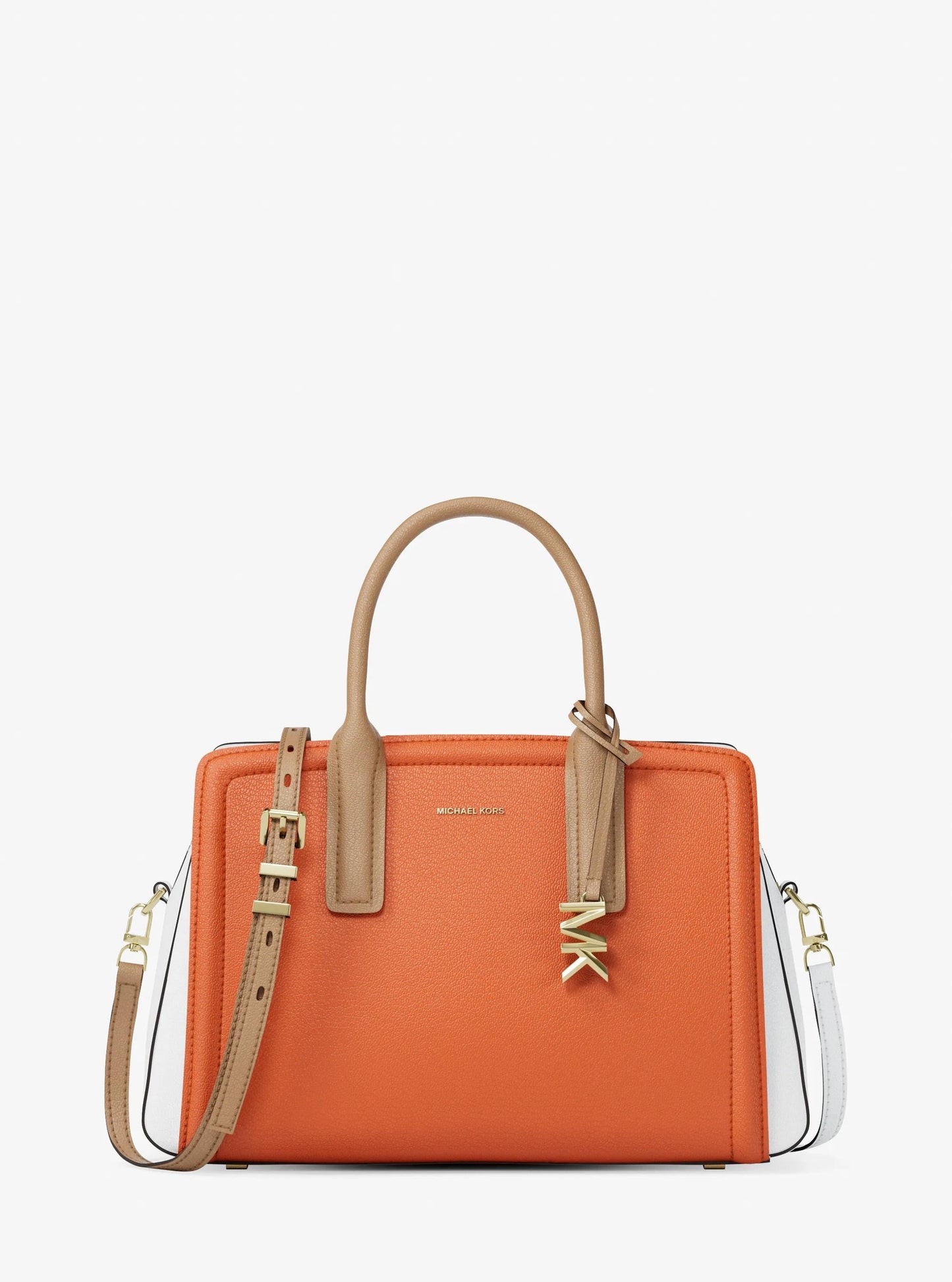 Laila Medium Color-Block Pebbled Leather Satchel