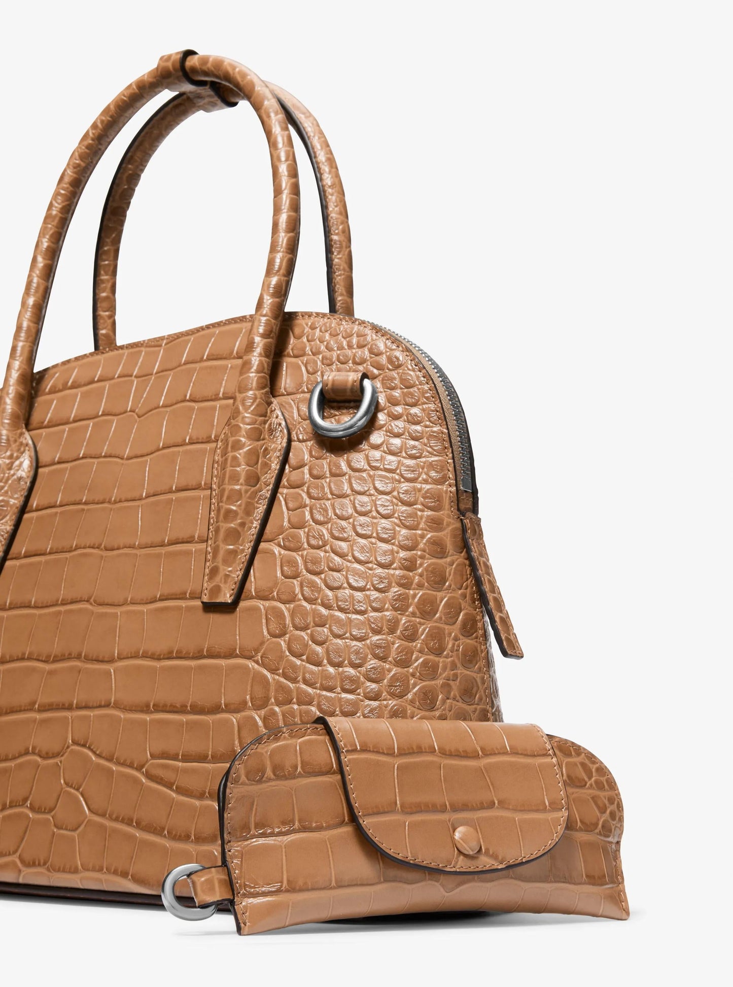 Kaitlin Medium Crocodile Embossed Leather Dome Satchel