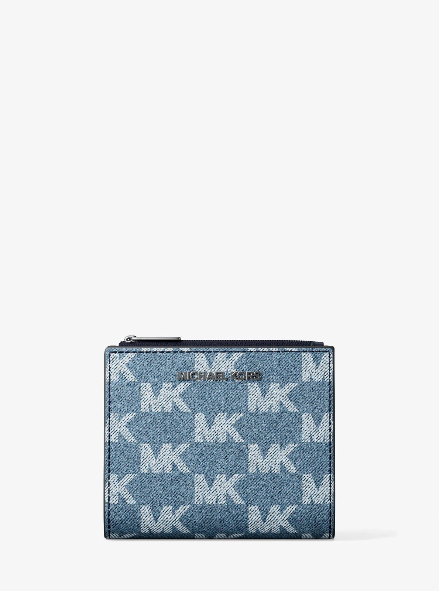 Cooper Medium Logo Jacquard Denim Zip Wallet