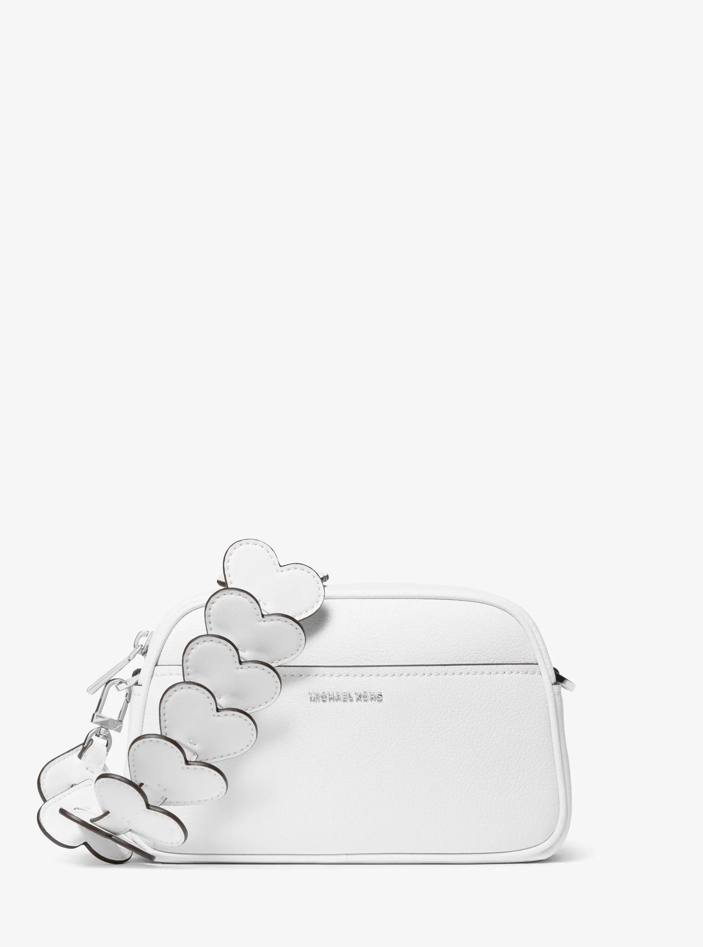 Jet Set Small Leather and Heart Embellished Strap Camera Crossbody Bag