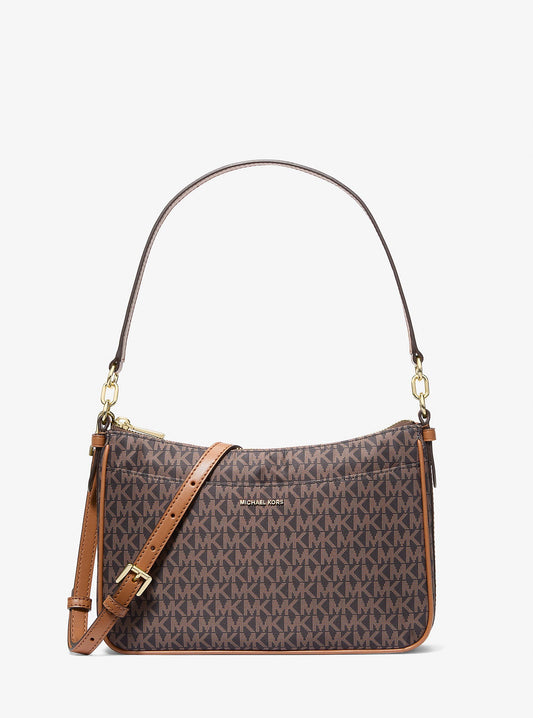 Jet Set Medium Signature Logo Print Woven Convertible Pochette