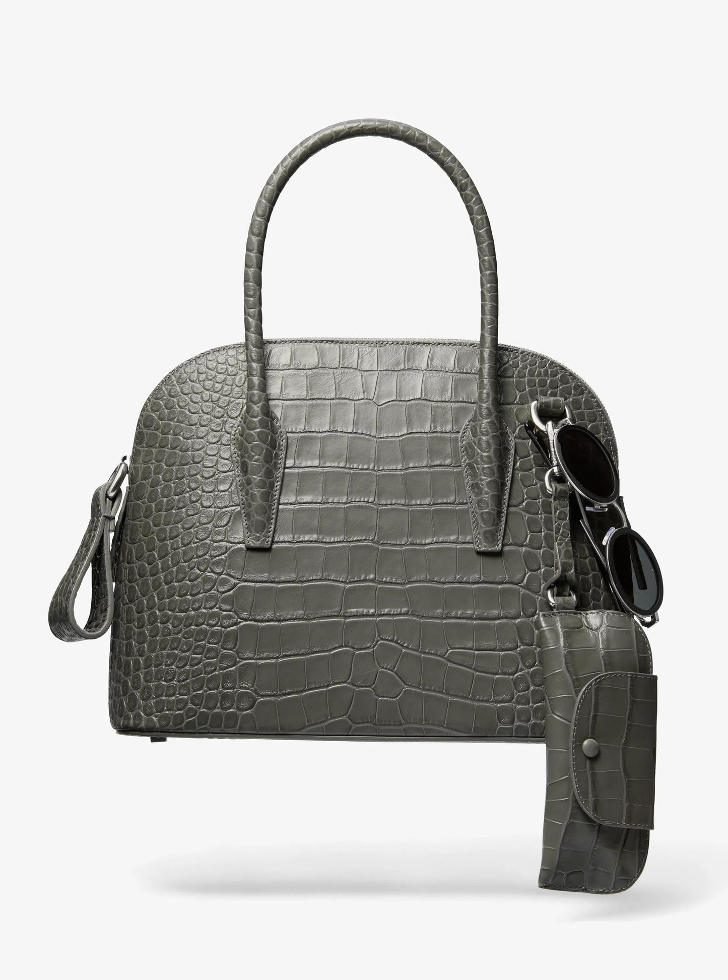 Kaitlin Medium Crocodile Embossed Leather Dome Satchel