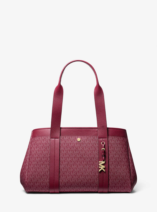 Romee Large Signature Logo and Leather Tote Bag