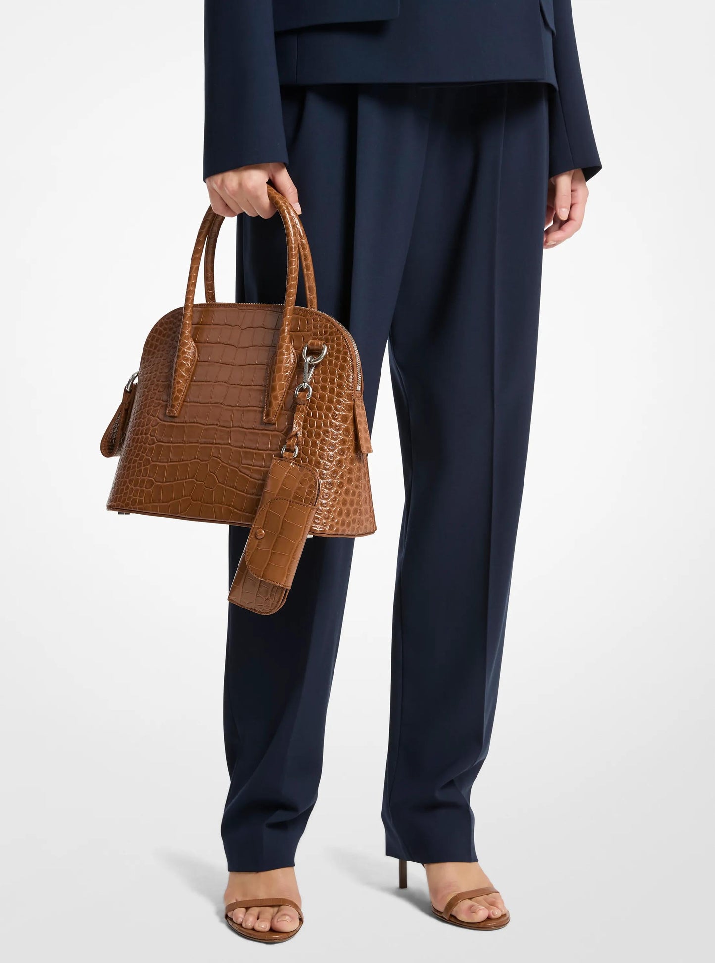 Kaitlin Medium Crocodile Embossed Leather Satchel