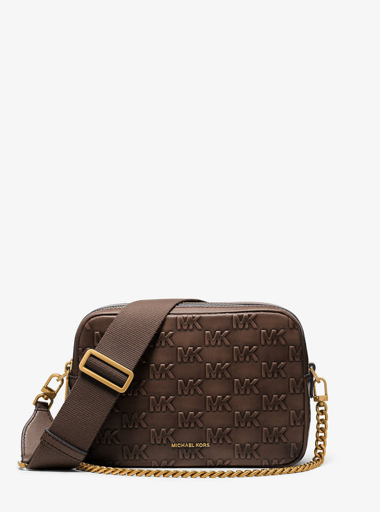 Bryant Medium Logo Embossed Burnished Leather Crossbody Bag