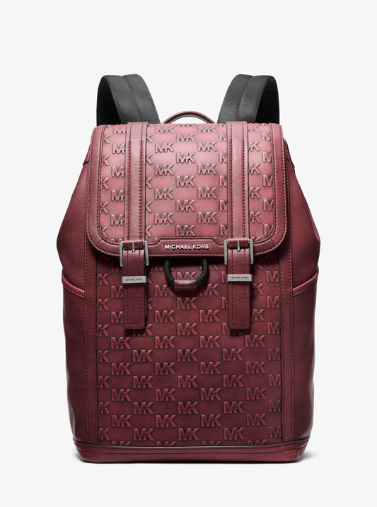 Colby Medium Logo Embossed Burnished Leather Backpack