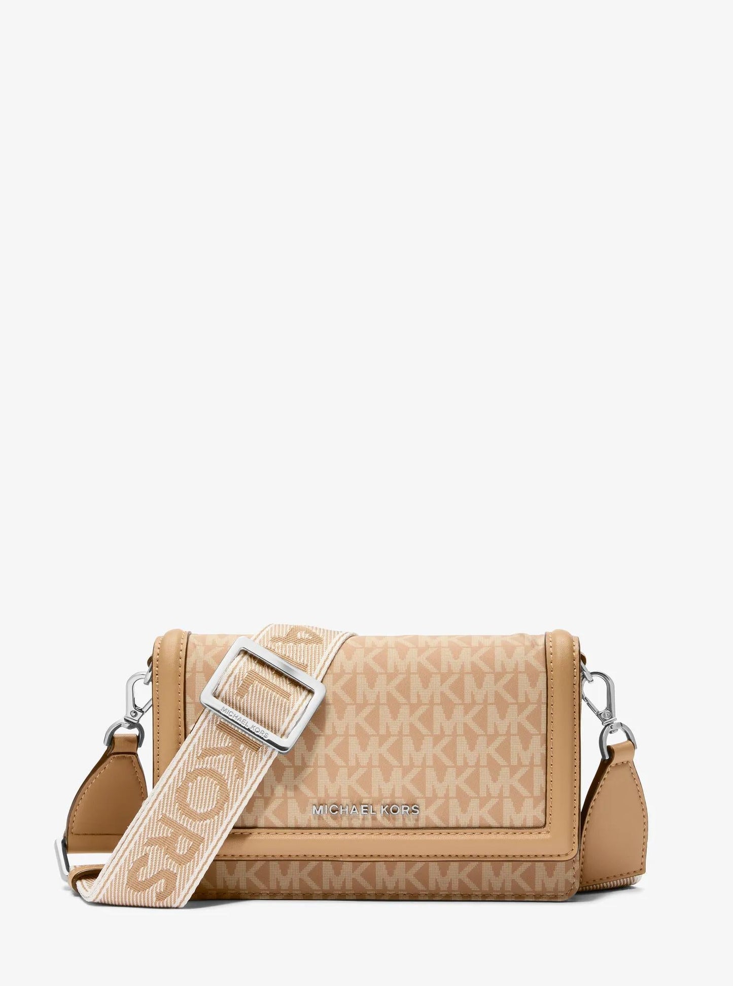 Jet Set Small Signature Logo Print Woven Smartphone Crossbody Bag