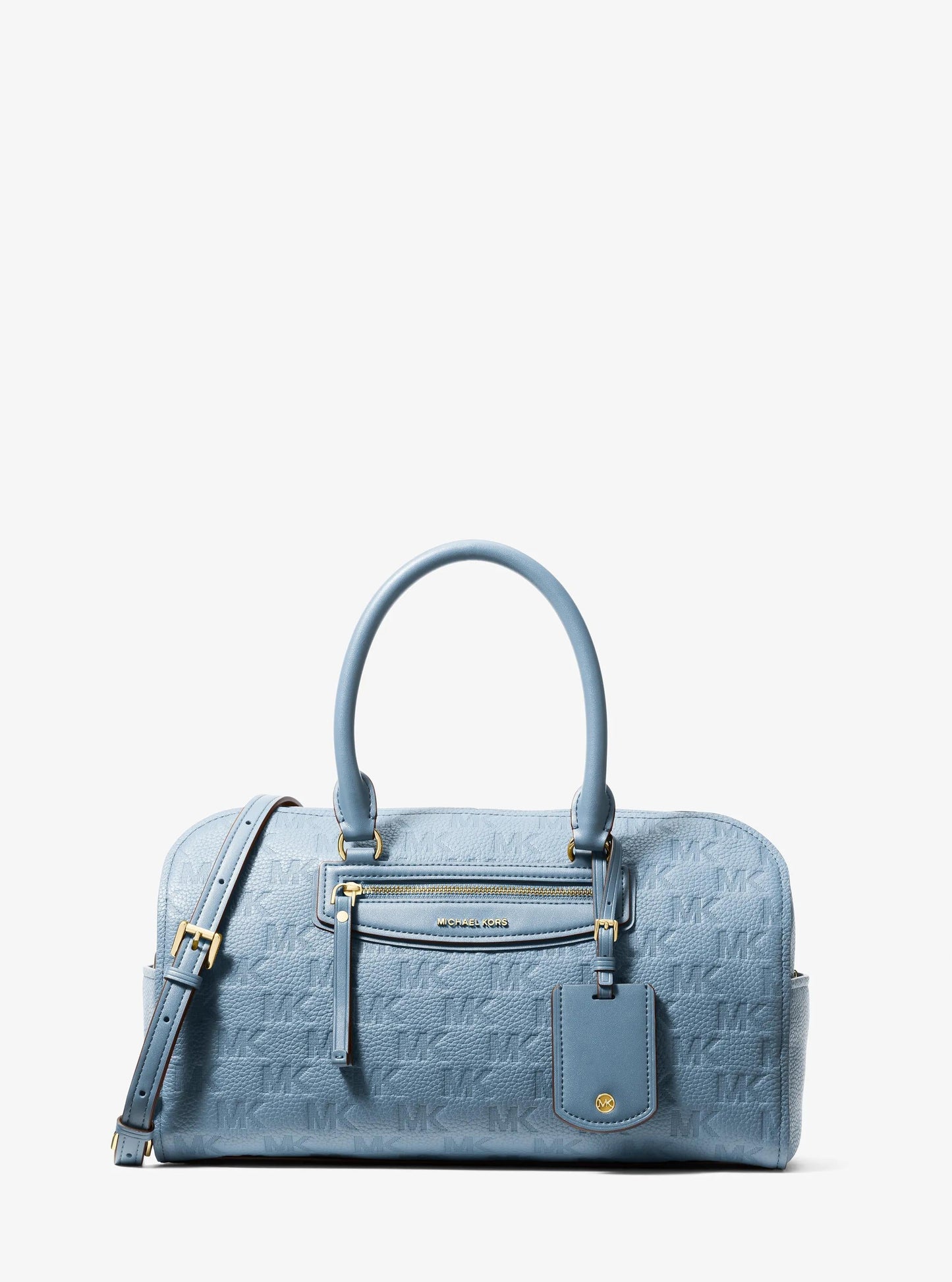 Jet Set Travel Medium Logo Embossed Leather Duffel Crossbody Bag