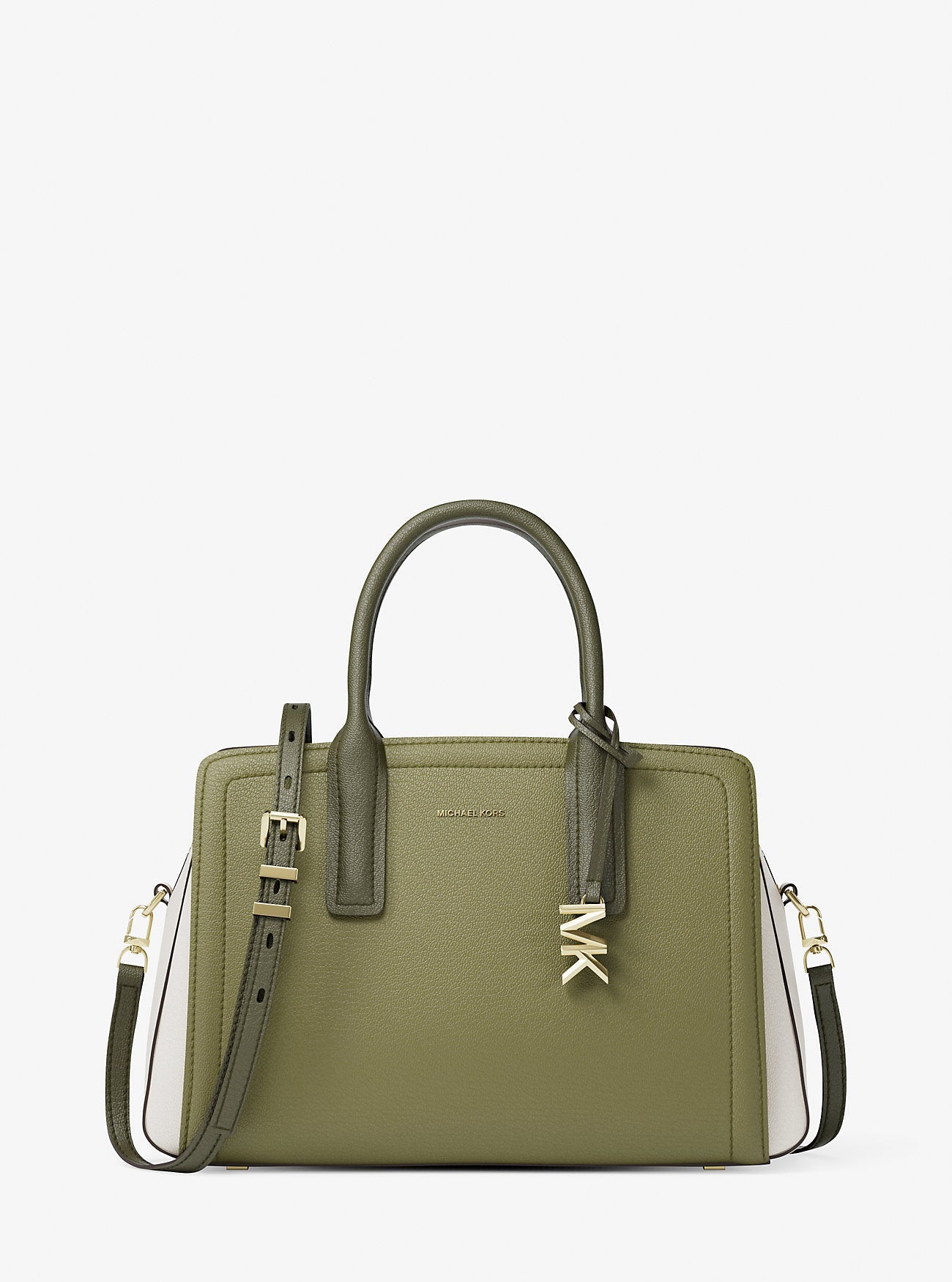 Laila Medium Color-Block Pebbled Leather Satchel
