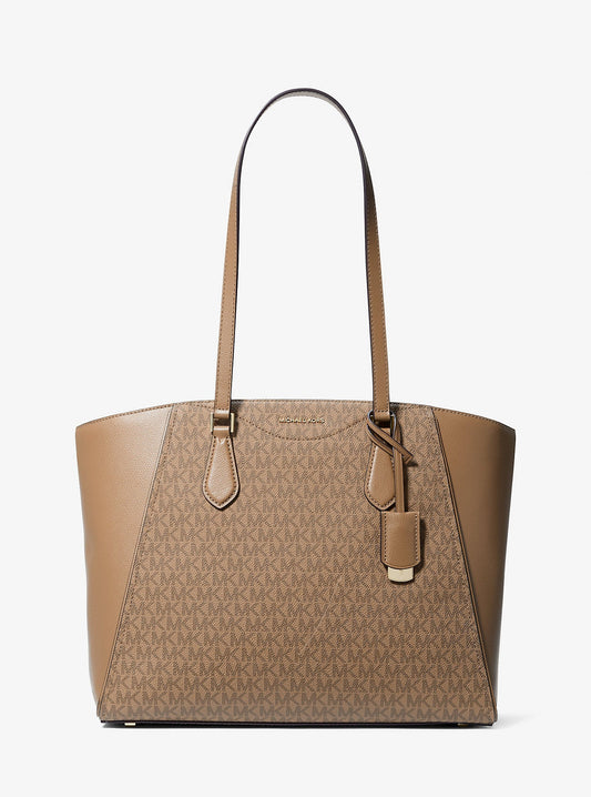 Taryn Large Signature Logo and Leather Tote Bag