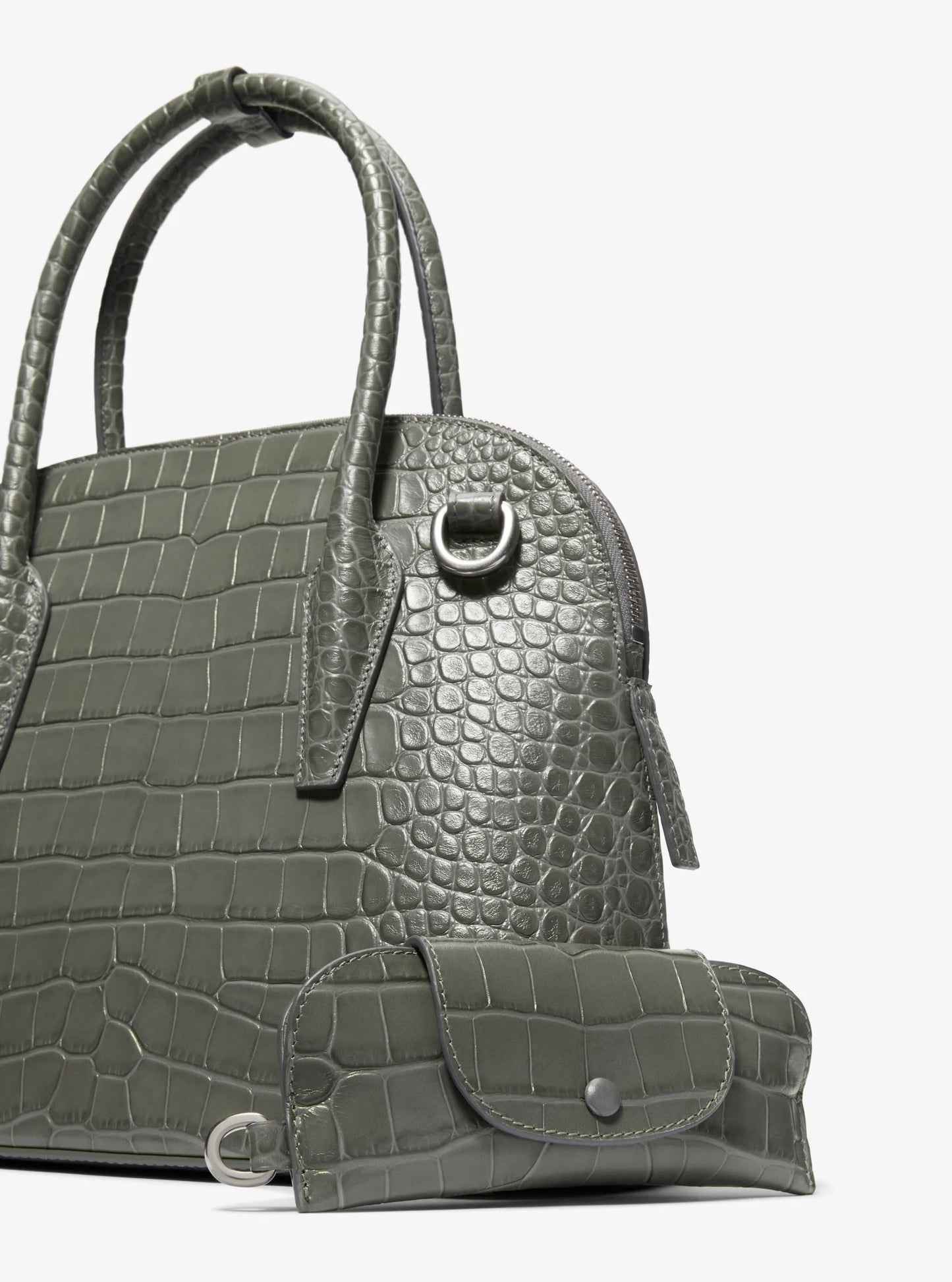 Kaitlin Medium Crocodile Embossed Leather Dome Satchel