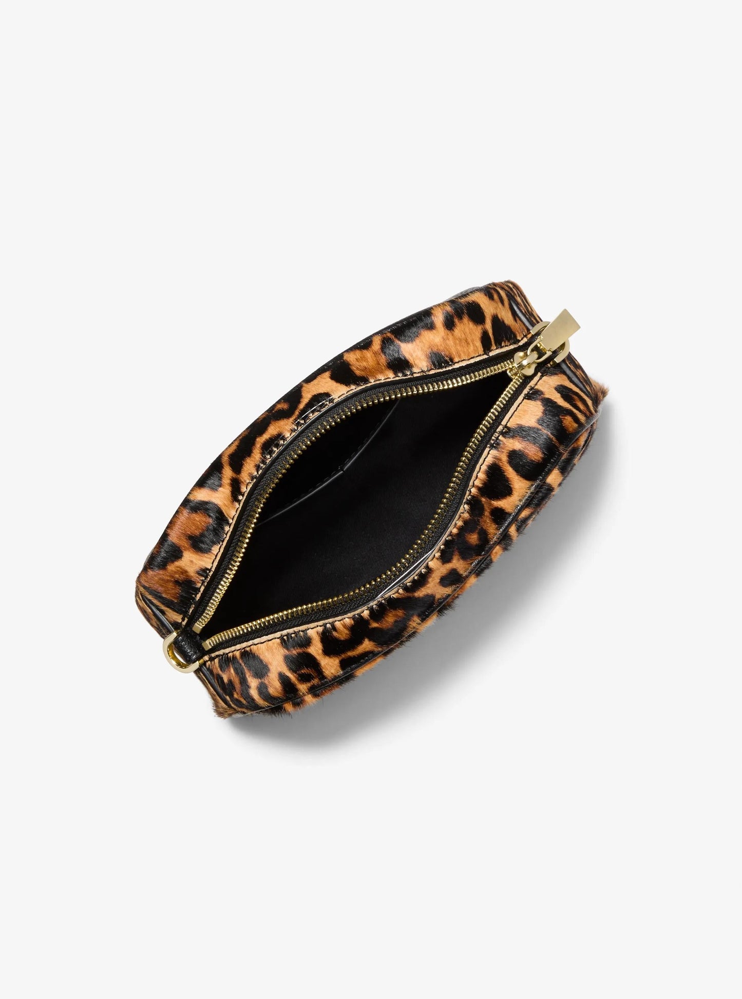 Jet Set Small Leopard Print Calf Hair Camera Crossbody Bag