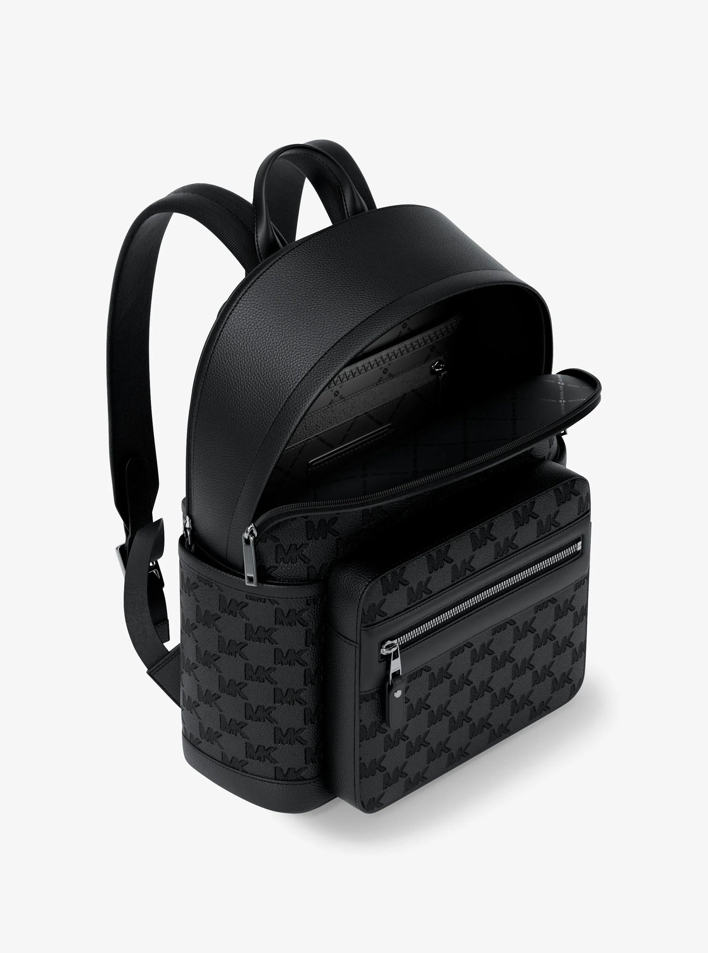 Jet Set Medium Logo Debossed Pebbled Leather Backpack
