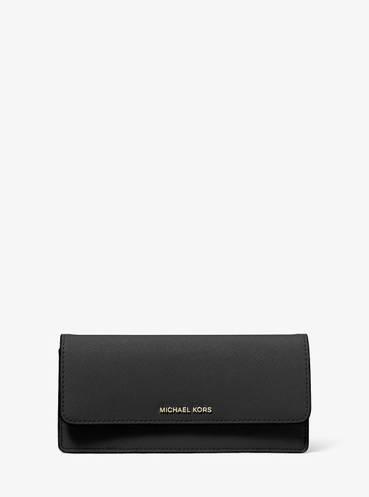 Jet Set Large Saffiano Leather Snap-Front Wallet