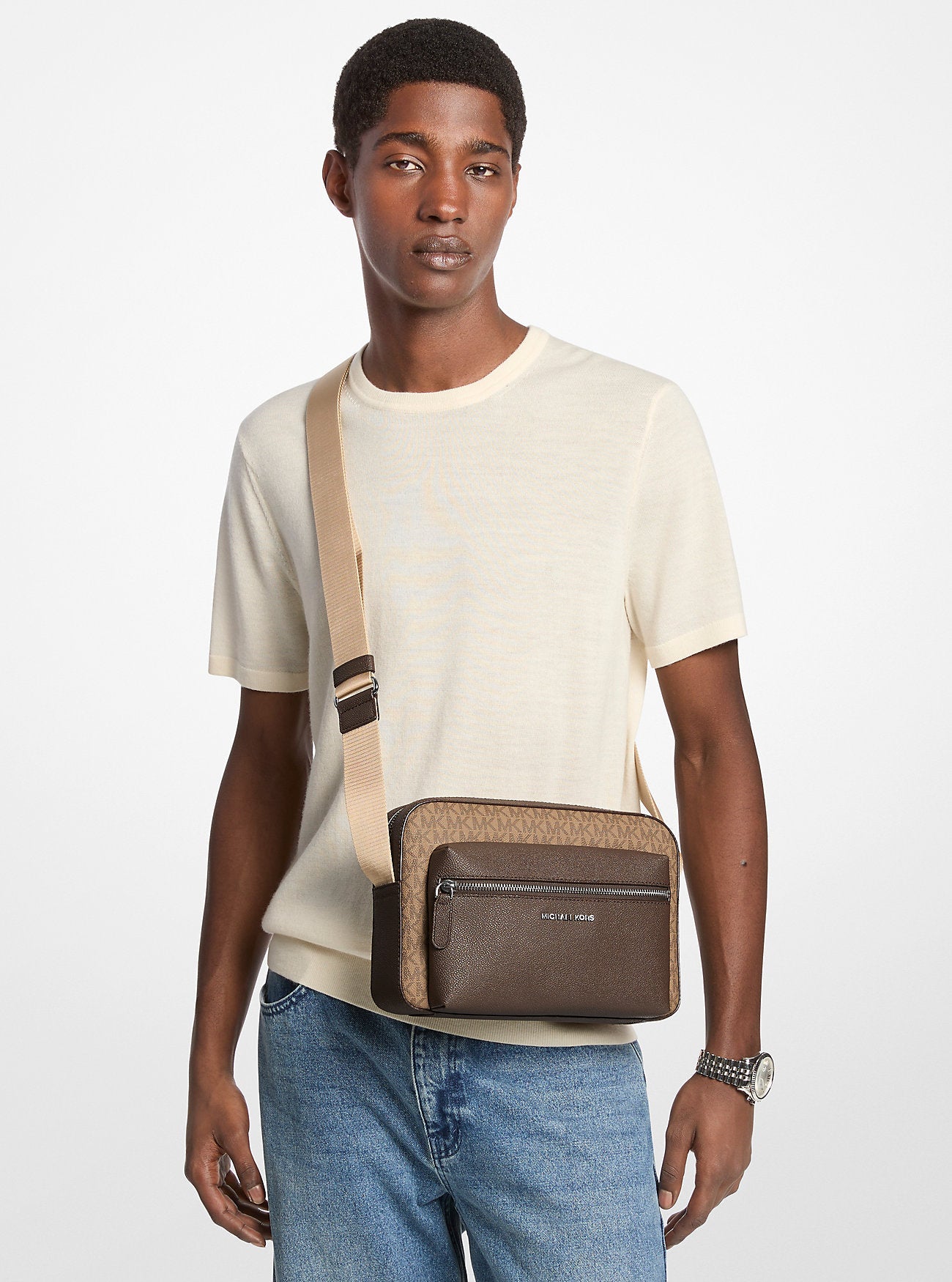 Hudson Textured and Signature Logo Camera Crossbody Bag