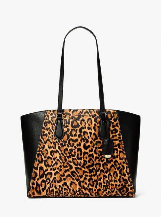 Taryn Large Leopard Print Calf Hair Tote Bag