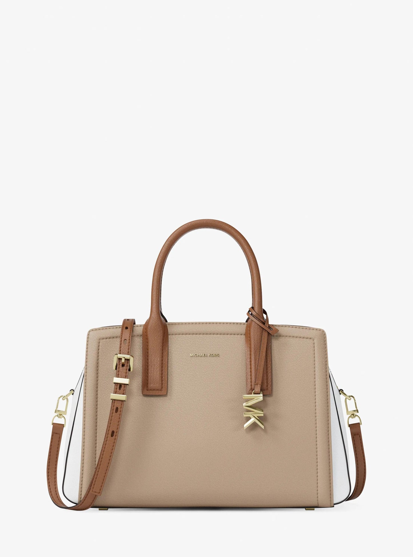 Laila Medium Color-Block Pebbled Leather Satchel