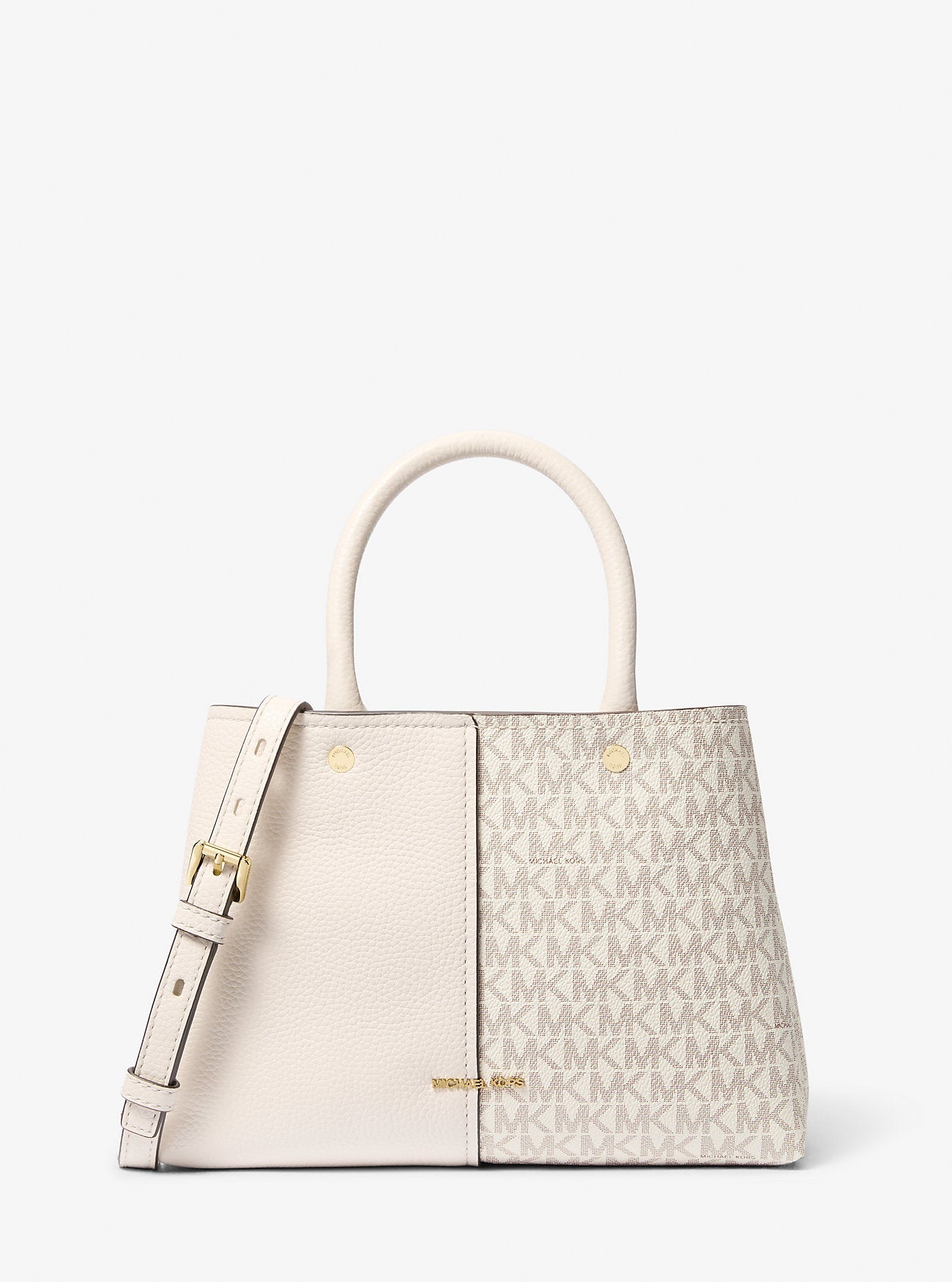 Flora Medium Signature Logo and Leather Satchel