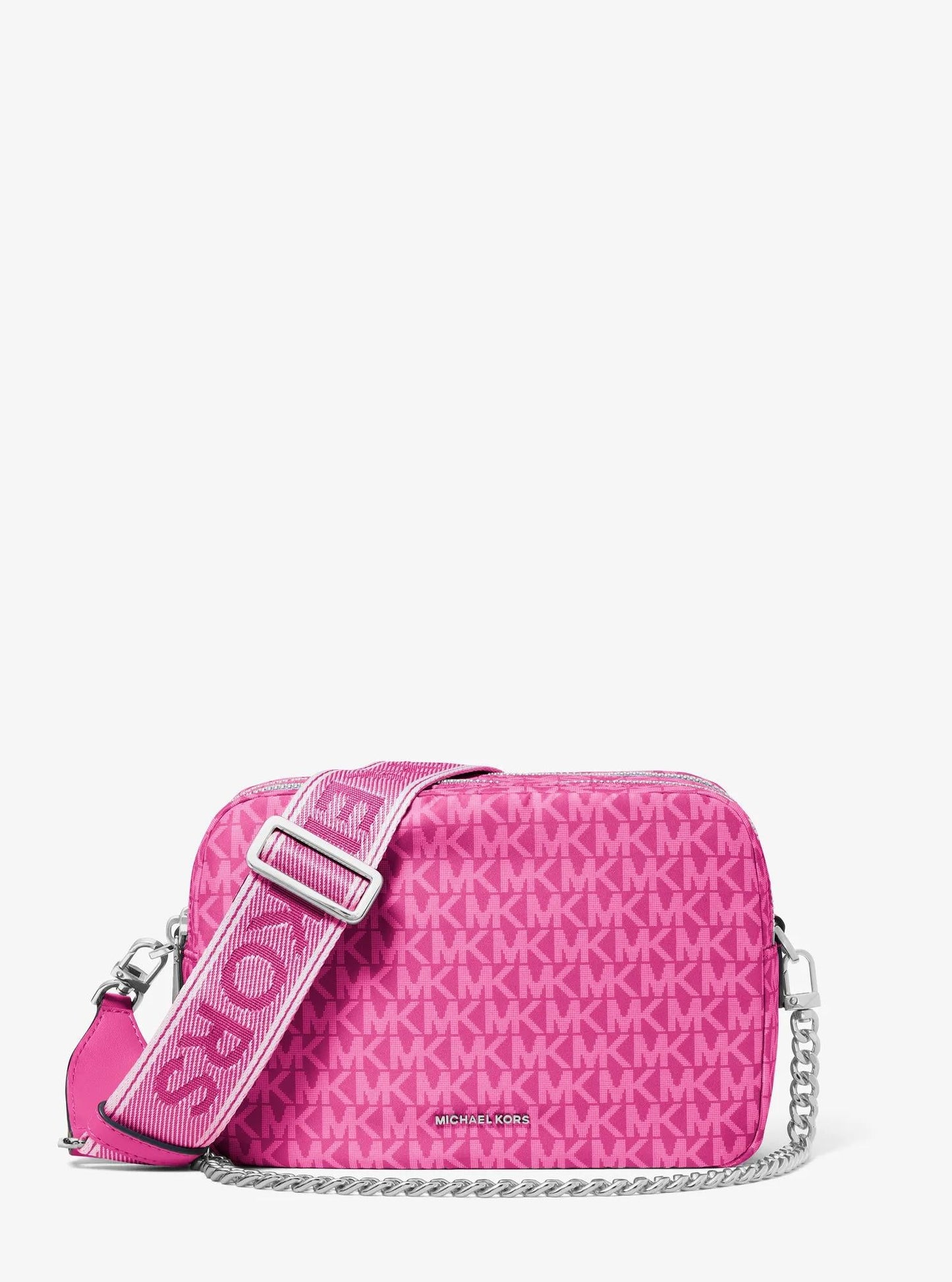 Bryant Medium Signature Logo Print Woven Camera Crossbody Bag
