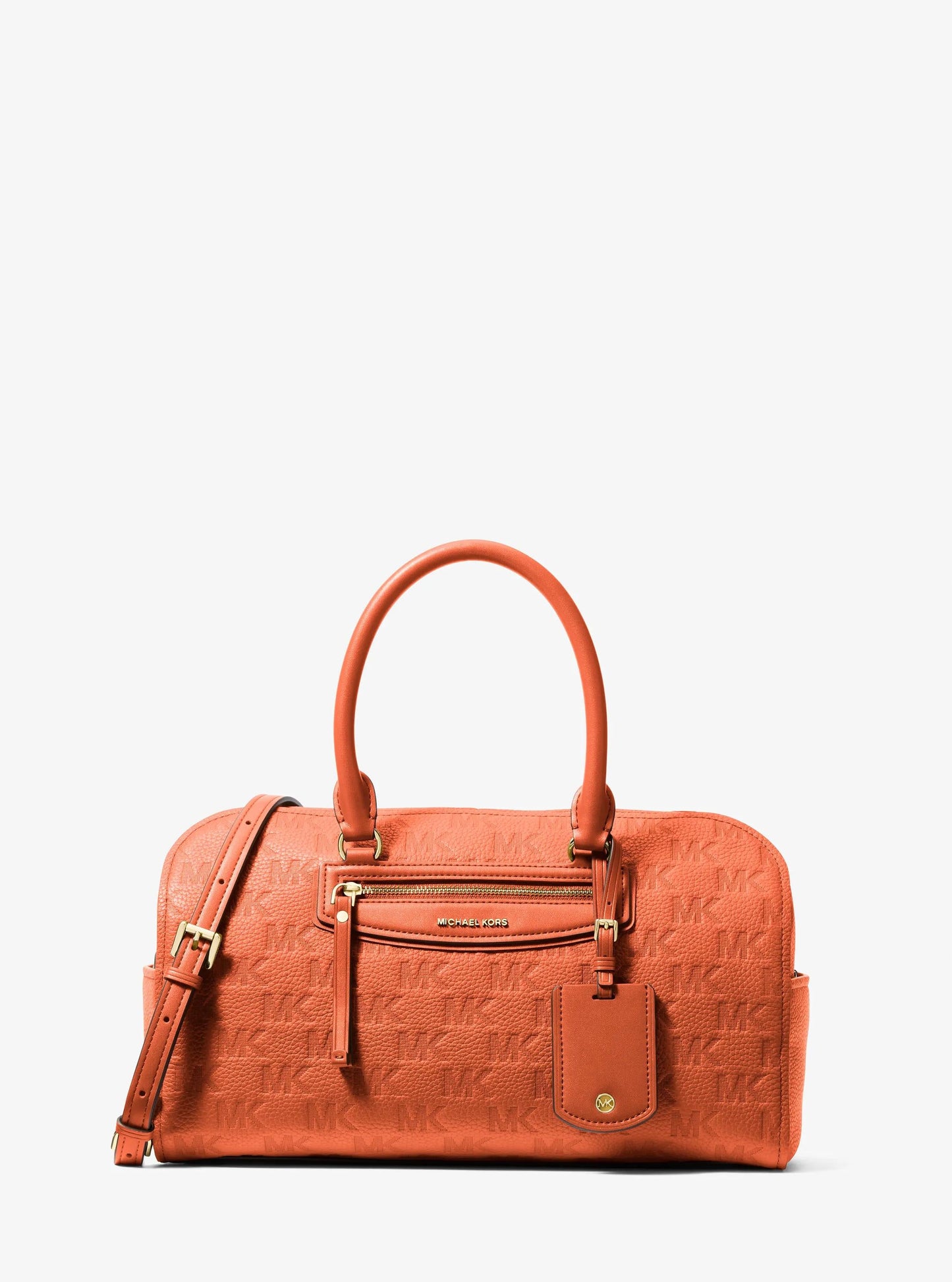Jet Set Travel Medium Logo Embossed Leather Duffel Crossbody Bag