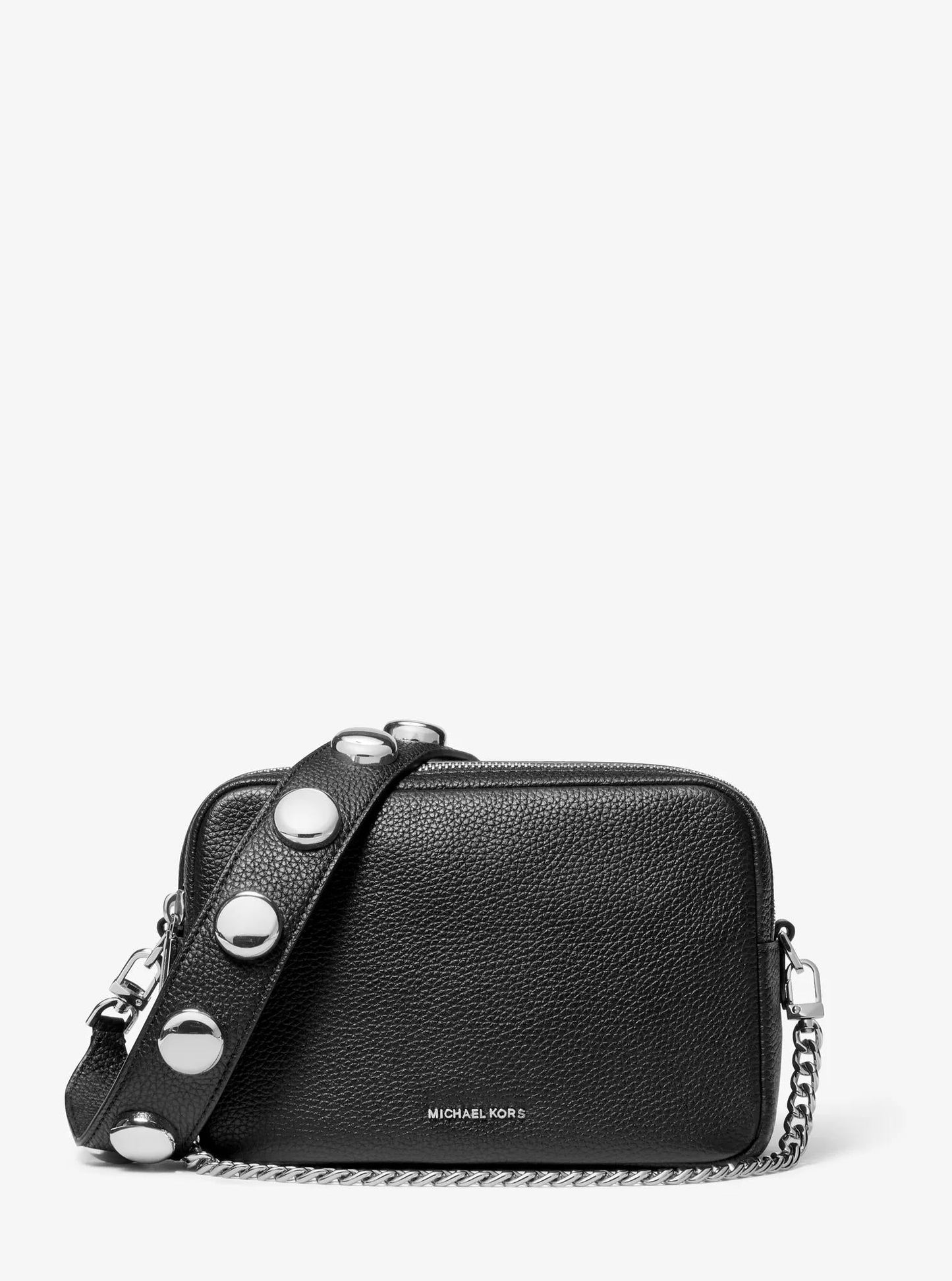 Bryant Medium Studded Pebbled Leather Camera Crossbody Bag